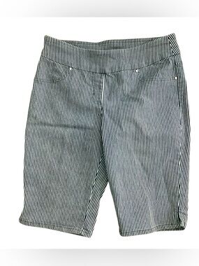 Ruby Rd. Navy and White Pinstripe Bermuda Shorts